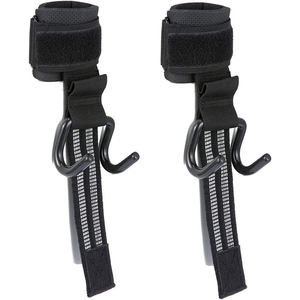 Correas de Muñeca Resistentes para Levantamiento de Pesas con Ganchos para Dominadas, Neopreno y Goma, Negras, Gimnasio y Entrenamiento de Fuerza - Product Image 2