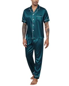 Conjunto de Pijama de Verano para Hombre con Logotipo Personalizado, Tallas S-2XL, Cárdigan Modal, Jersey Térmico de Manga Corta, Pantalones Cortos con Solapa, Ropa para el Hogar - Product Image 1
