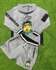 Vêtements personnalisés pour hommes, ensemble short et veste de jogging, survêtement deux pièces à fermeture éclair, ensemble court de survêtement en polyester coupe-vent - Product Image 4