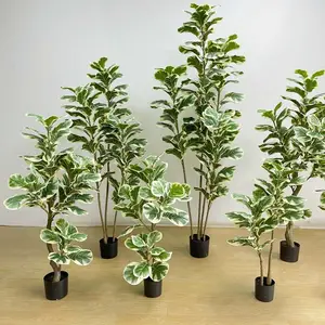 Feigen baum 210cm künstliche Topf Lyrata Ficus 82,68 Zoll weiße Kante künstliche Ficus Lyrata Bonsai Pflanzen Kunststoff