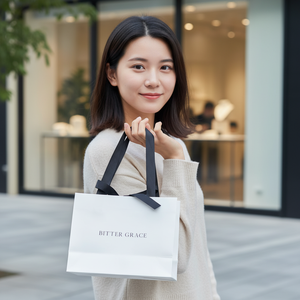 Luxury Custom Logo Kraft Paper Shopping Bags Hand Length Handle Recyclable Embossed/Debossed Custom Design Gift Packaging - Product Image 6