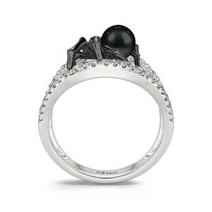 Anillo Jeulia Gótico con Perla Cultivada Negra y Banda de Plata de Ley para Fiesta - Product Image 3