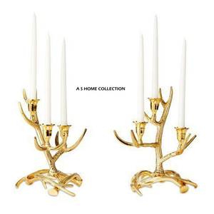 Porte-bougie de table en métal doré poli, tendance, exclusif, pour la décoration de la maison, du salon, des fêtes de Noël, des événements, cadeau de Noël - Product Image 5