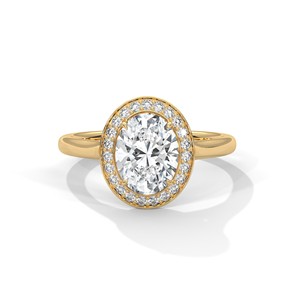 Anillo Solitario con Halo de Moissanita de Corte Ovalado de 2.0 ct, Plata de Ley 925, Anillo de Compromiso - Product Image 1