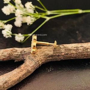 14K Or Massif Diamant Naturel Vintage Nuage Piercing Fine Jewelry. - Product Image 5