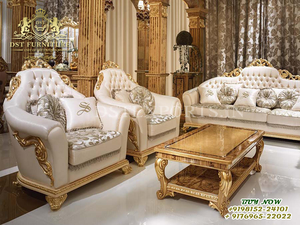 Indian Hand Carved Classic Design <b>Sofa</b> Set Spanish Style Luxury Carved <b>Sofa</b> Set Italian Style Antique <b>Gold</b> <b>Sofa</b> Set for Living - Product Image 5