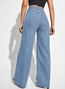 High Quality Custom Women's Loose Cargo Pants Summer Casual Skinny <b>Jeans</b> <b>Elastic</b> Waist Side Pockets Logo Decoration Wholesale - Product Image 5