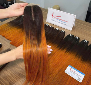 VENTE CHAUDE!! Os vietnamien droit Ombre couleur Orange et noir couleur machine trame extension de cheveux de haute qualité - Product Image 3