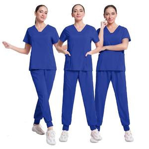 Mono médico de talla grande personalizado para mujeres enfermeras cuello mandarín Jogger Spandex elástico Scrub enfermera uniformes conjuntos para mujeres - Product Image 5