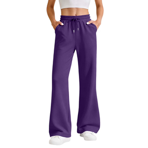 Pantalones Deportivos Anchos de Mujer al por Mayor, de Algodón Transpirable con Forro Polar, Cintura Alta con Cordón Ajustable, Estilo Casual para Mujer - Product Image 5