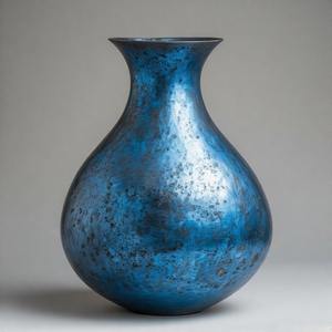 Vase bleu émaillé MidnightBay dans un vase de sol de style céramique vieilli Design en relief floral Décoration d'intérieur Déclaration d'accent - Product Image 5