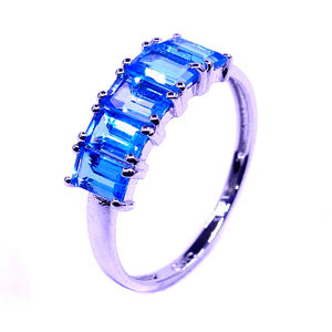 Boda desgaste 14K oro blanco azul Topacio piedras preciosas encanto clásico elegante moda estilo Vintage anillo - Product Image 1