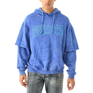 Sudadera con capucha lavada con ácido de lana de algodón 100% Vintage para hombre, ropa de calle de peso pesado, estilo para invierno, sudaderas con capucha lavadas con ácido para hombre - Product Image 1