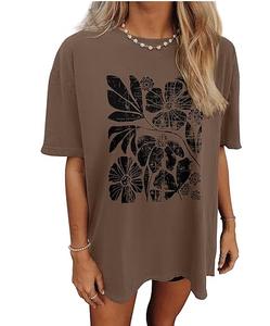 T-shirt surdimensionné en coton coupe ample pour femmes T-shirt à la mode Streetwear avec logo personnalisé d'usine OEM - Product Image 1