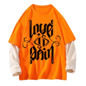 Antiarrugas 100% algodón serigrafiado Patchwork hombre manga larga DTG estampado camisetas hombres camiseta de gran tamaño para hombres - Product Image 5