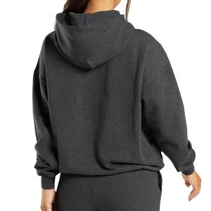 Pull à capuche unisexe vintage délavé à l'acide pour femmes hiver décontracté recadrée ourlet brut ensemble respirant et vente en gros - Product Image 2