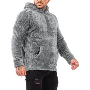 High Quality Winter Warm Custom Logo Pullover Thick Fleece <b>Men</b> Heavy Sherpa Faux <b>Fur</b> <b>Lined</b> <b>Hoodies</b> for Man - Product Image 3