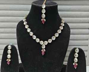 Juego de moissanita y Kundan chapados en oro de nueva llegada, juego de Kundan de calidad superior, calidad increíble con pendientes para boda - Product Image 5