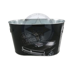 Seau à glace en acier galvanisé 3L-15L imprimé personnalisé poignée de baignoires ovales en métal de qualité alimentaire pour le stockage de boissons de vin Occasions de fête - Product Image 1
