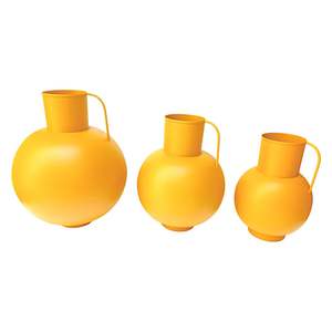 Ensemble de vases en métal nordique |   Pot de fleurs artisanal en fer brun vintage |   Vase décoratif en métal pour salon contemporain - Product Image 3