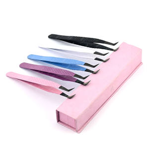 Pince à épiler personnalisée en vrac Création de cils Pointe en fibre Volume à 90 degrés facile pour les extensions de cils Faux ensemble Antidérapant Diamond Grip - Product Image 5