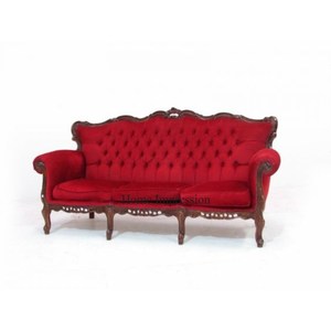 Conjunto de sofá de madera maciza para boda de tela de terciopelo rojo de alta calidad diseñador forma y Color personalizados Venta caliente en precio al por mayor - Product Image 1