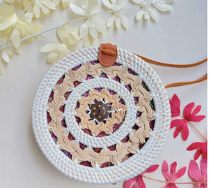 Bolso de mujer, bolso tejido de ratán, bandolera de un solo hombro, bolso de playa de paja de verano de mano redonda de India - Product Image 5