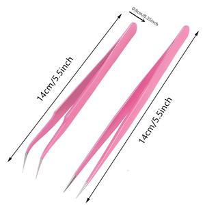 Pince à épiler en L à 45/90 degrés pour extensions de cils, volume, en acier inoxydable, marque privée - Product Image 5