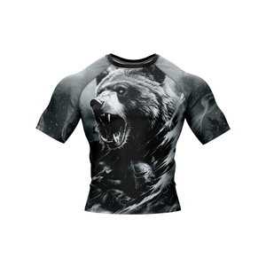 T-shirt de sport ajusté à manches courtes pour homme, imprimé ours, séchage rapide, pour entraînement MMA BJJ, en polyester et élasthanne - Product Image 2