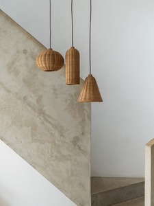Ensemble de 3 abat-jour en bambou naturel de style campagnard asiatique - Product Image 3