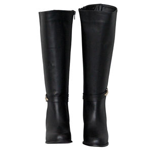 Bottines hautes noires pour femme à talon épais élégantes avec boucle - Product Image 2