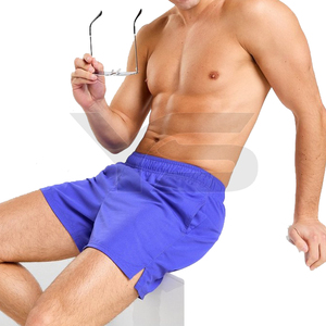 Pantalones cortos de entrenamiento de gimnasio de estilo informal para hombre, 100% poliéster, licra, compresión, logotipo personalizado, teñido liso, no tejido, tamaño Regular para - Product Image 6