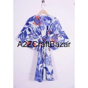 Caftán Midi de Algodón con Estampado Floral para Mujer, Vestido de Playa Bohemio, Corte Regular, Transpirable, Cómodo, Ropa Casual de Verano - Product Image 5