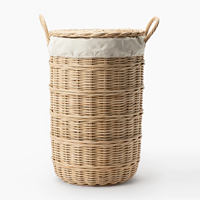 Panier de rangement en rotin à prix avantageux, avec couvercle, panier à linge tendance, panier en osier fabriqué au Vietnam
