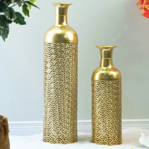 Luxury Metal Floor <b>Vase</b> for Home Decoration Bottles Design for Farmhouse Garden <b>Gold</b> Plated Metal Flower <b>Vase</b> and Pots - Product Image 2
