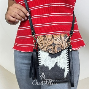Drop Shipping Factory Wholesale Luxury Women's Crossbody Cellphone Mobile <b>Bag</b> High Quality <b>Hand</b> Tooled Cowhide Leather Mini <b>Bags</b> - Product Image 1