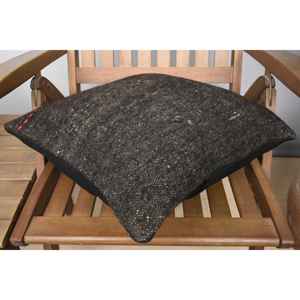 Alfombra Kantha de lana gris 18x18 pulgadas Rústico Vintage Patrón Almohada Técnica tejida - Product Image 4