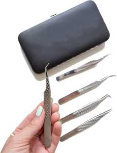 แหนบปลายขนตา90องศาทำจากสเตนเลสสตีลความแม่นยำทนทานต่อขนตาสีชมพู - Product Image 6