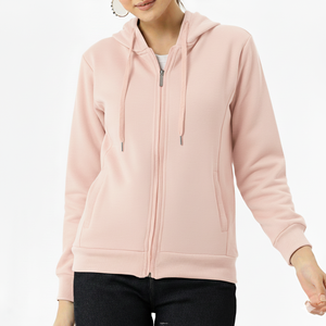 Sweat à capuche zippé pour femme en coton 100% de haute qualité, manches longues, style décontracté et streetwear, léger, fabriqué au Pakistan - Product Image 1