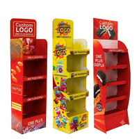 Présentoirs en carton ondulé personnalisés pour chocolats, bonbons, snacks et aliments, présentoir de vente au détail en papier, présentoir de sol en carton pop-up