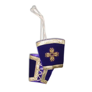 Regalia Lodge Craft Officers Regalia Cuffs Gauntlets Masonic Regalia Gauntlet Cuff con flecos plateados Puños bordados personalizados - Product Image 3