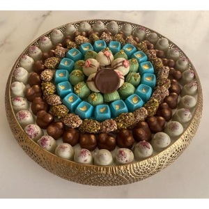 Plateau à chocolat décoratif en métal plaqué or de table Design de fantaisie porte-bonbons serveur doux pour bol de service de restauration de mariage - Product Image 2