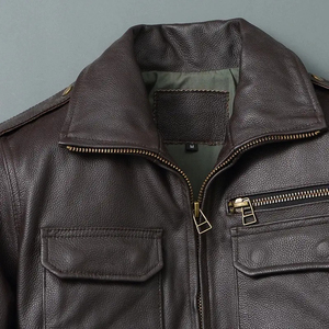 Veste en cuir vintage pour homme, style décontracté, veste de motard, manches longues, chaude, mode d'hiver pour la rue et le quotidien - Product Image 5
