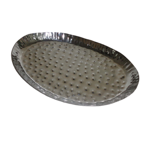Unique Design Set of 2 Metal Oval Tray Dinnerware Silver Finished Serving Tray for <b>Wedding</b> & Table <b>Top</b> Decoration - Product Image 1