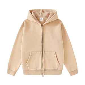 เสื้อฮู้ดซิปเปล่าคุณภาพสูงแบบกำหนดเอง ผ้าฝรั่งเศสเทอร์รี่ คอตตอน สตรีทแวร์ หนานุ่ม ทรงโอเวอร์ไซส์ แบบครอป สำหรับผู้ชาย - Product Image 1