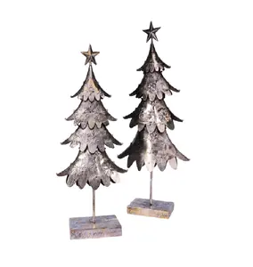 Diseño elegante Juego de 2 Árbol de Navidad Mesa Centro de mesa Árbol de Navidad plateado para decoración del hogar y regalo de Navidad - Product Image 1
