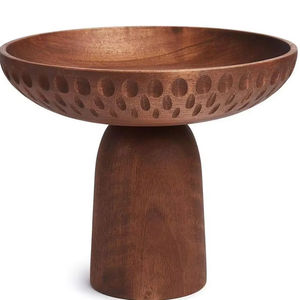 Cuenco para servir con patas de madera de Acacia ecológico de grado alimenticio de la mejor calidad, utensilios de cocina de madera pulida para fiestas, ensaladas y frutas - Product Image 1