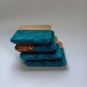 wholesale Top Quality Epoxy Resin And Wood Coasters <b>Set</b> With Ocean Effect Decorative <b>Square</b> Wood Resin Coaster by HF CRAFTS - Product Image 6