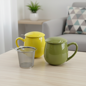 Good Quality 3458977La Heat-Resistant Durable Porcelain Teacup W/Lid Northern Europe Style <b>Infuser</b> Glazed Coating for Daily Use - Product Image 3