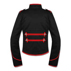 Chaqueta de desfile de baterista Steampunk gótico negro rojo para festivales de música chaqueta de todas las tallas - Product Image 2